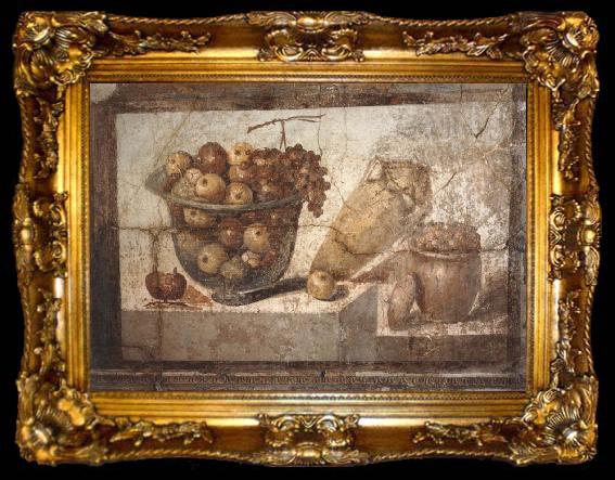 framed  unknow artist Kristallschussel with fruits Wandschmuch out of the villa di Boscoreale, ta009-2